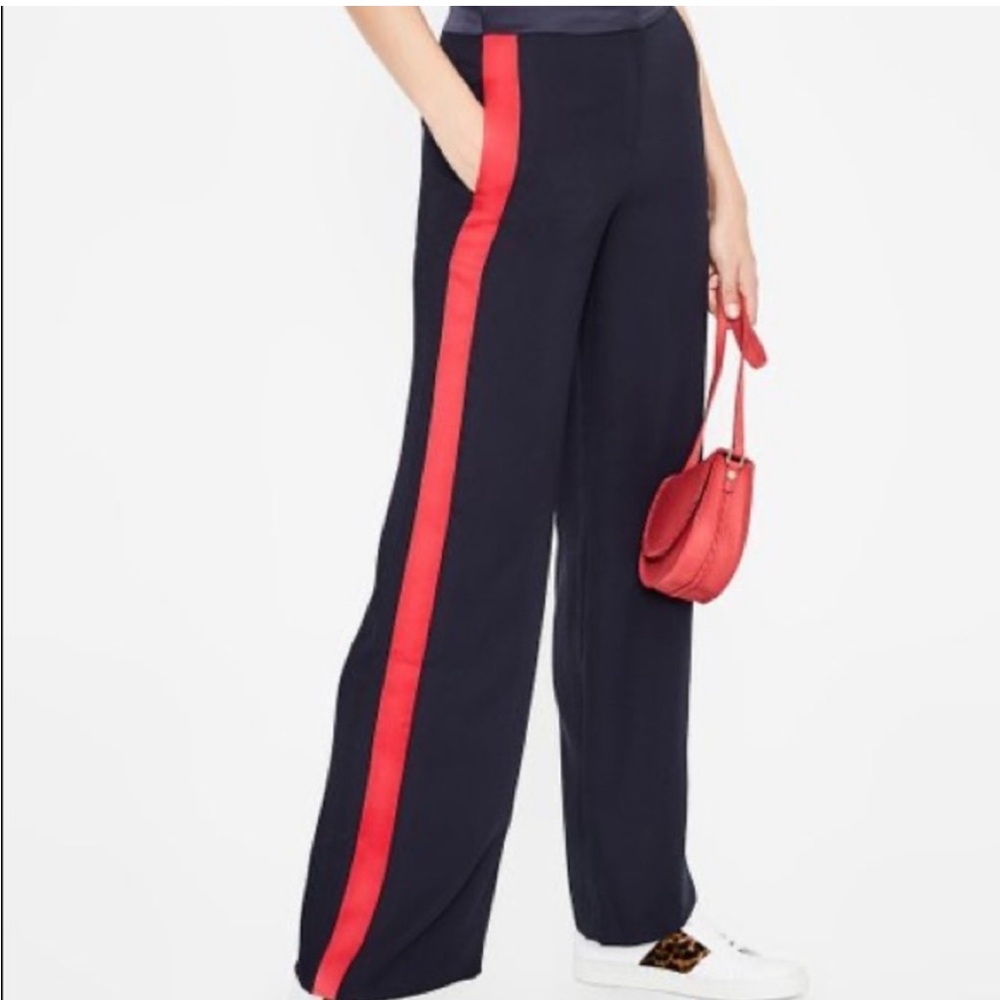 NWT Boden navy and red strip ester wide leg trouser size 10 Long